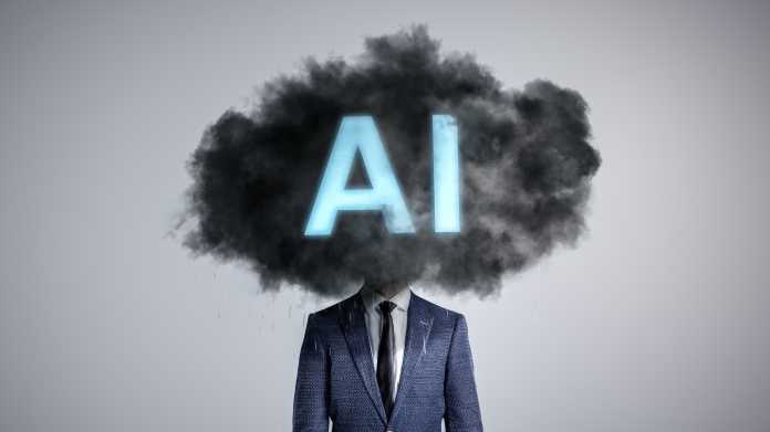 AI mit Rauchwolken als Kopf auf einem Körper