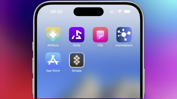 Icons von App-Läden auf einem iPhone
