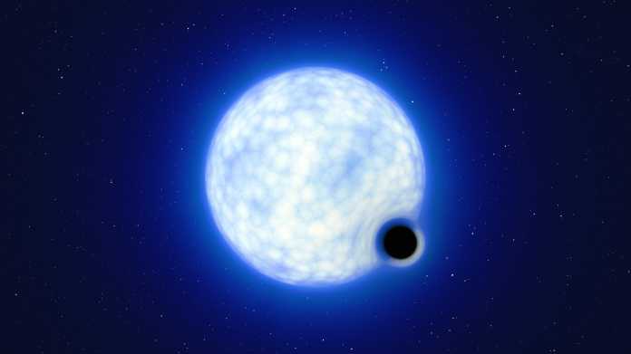 Blauer Stern und ein kleines Schwarzes Loch