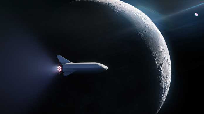 Raumschiff vor dem Mond