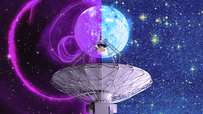 Radioteleskop und ein Neutronenstern