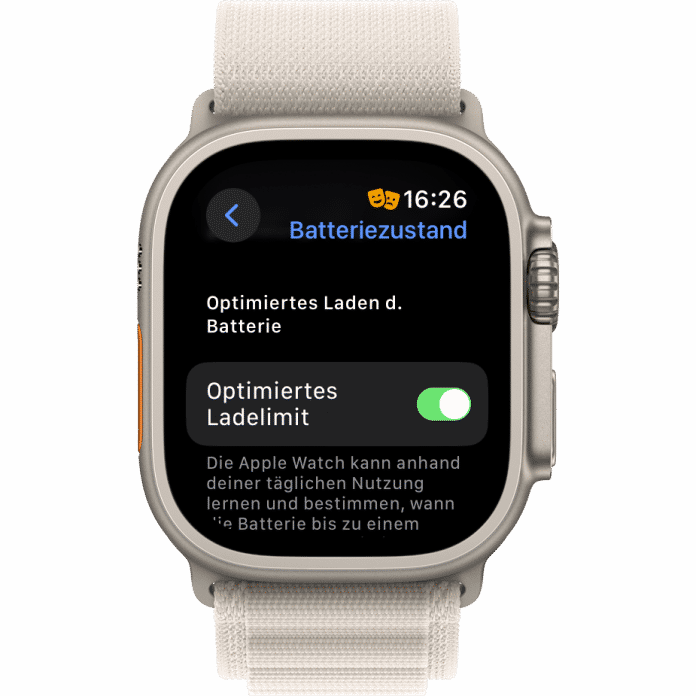 Apple Watch mit dem &quot;optimierten Laden&quot;.