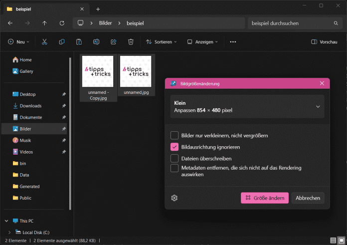 Bildgrößenänderung