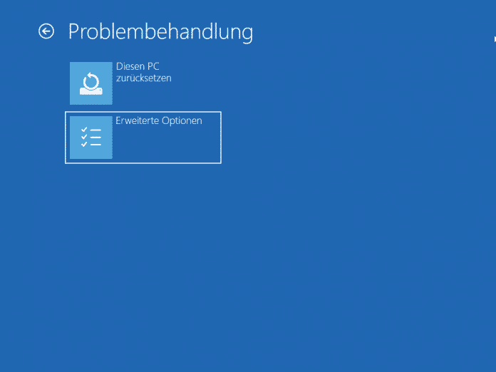 Windows-Wiederherstellung: Erweiterte Optionen