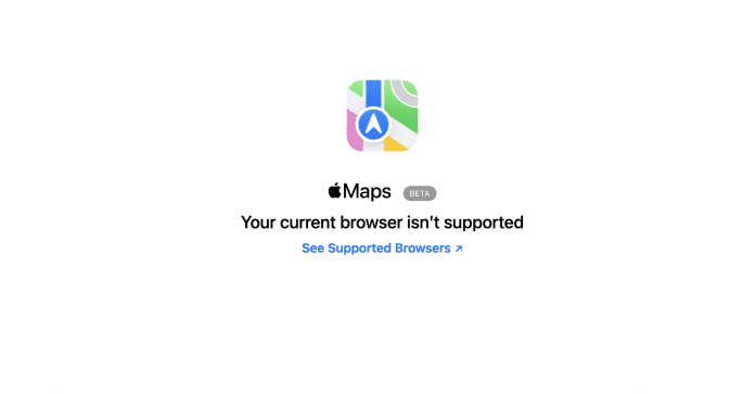 Apple-Maps-Fehlermeldung im Browser