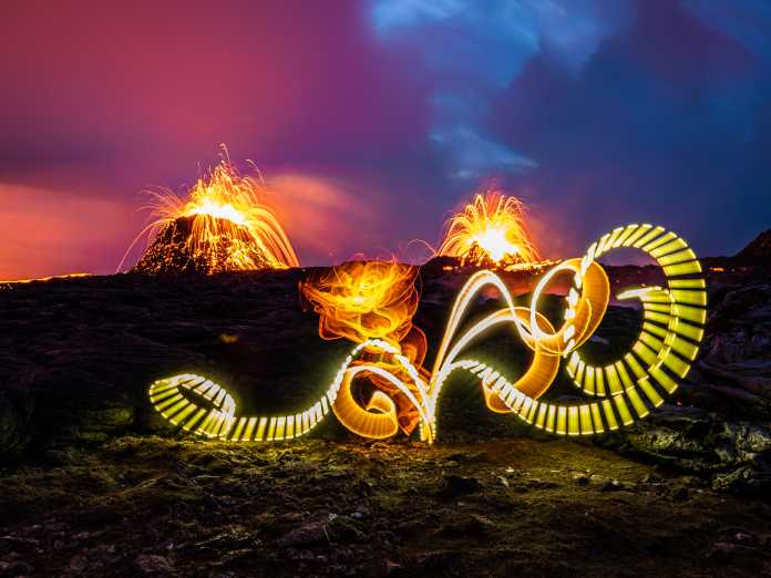 Ornament of a light path at night