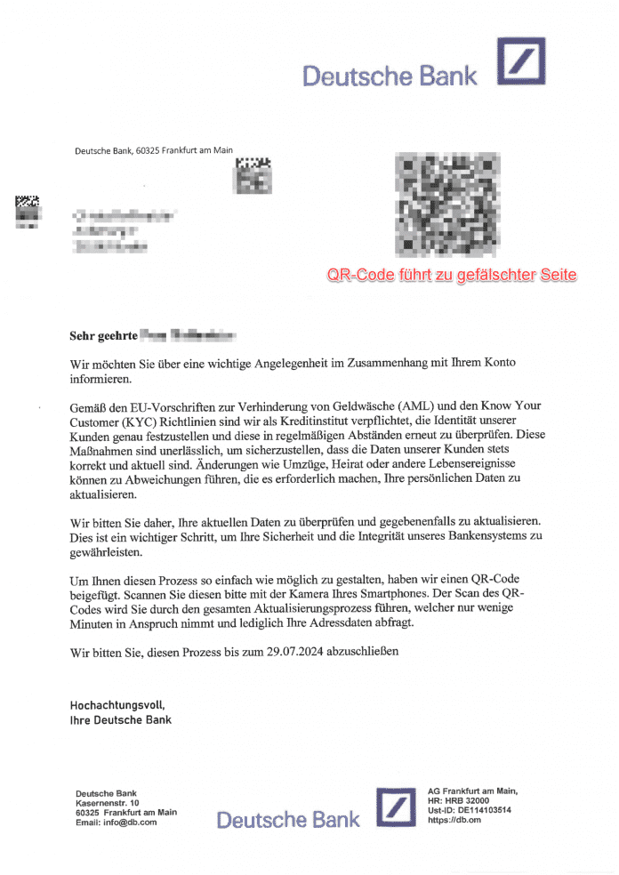 Eingescannter gefläschter Brief 