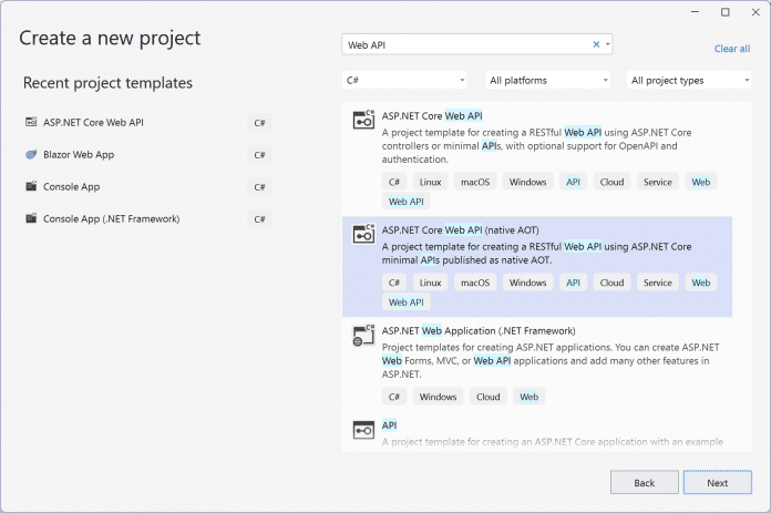 Screenshot New Project