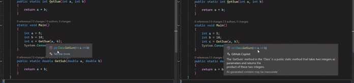 GitHub Copilot bietet beim Hovern weitere Informationen zu Symbolen.​