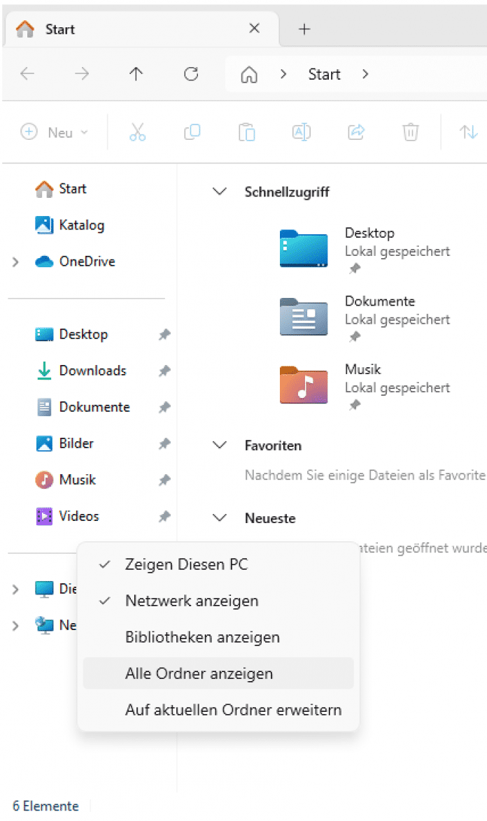 The tree view can display additional information and structures. You can select these in the white area at the bottom via the context menu, 