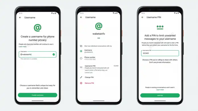 Nome utente al posto del numero di telefono e protezione PIN in WhatsApp