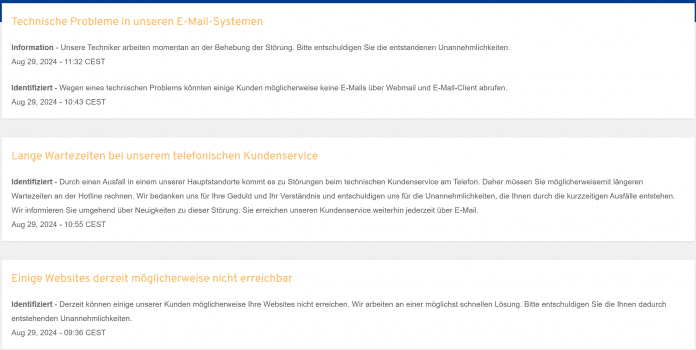 Ionos Störungsstatus