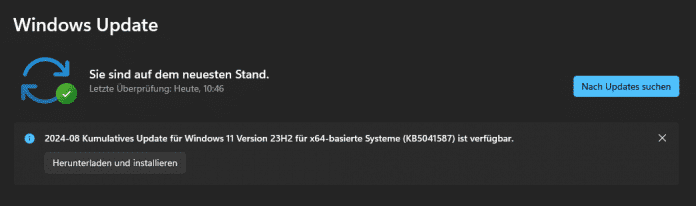 Screenshot aus dem Windows Update