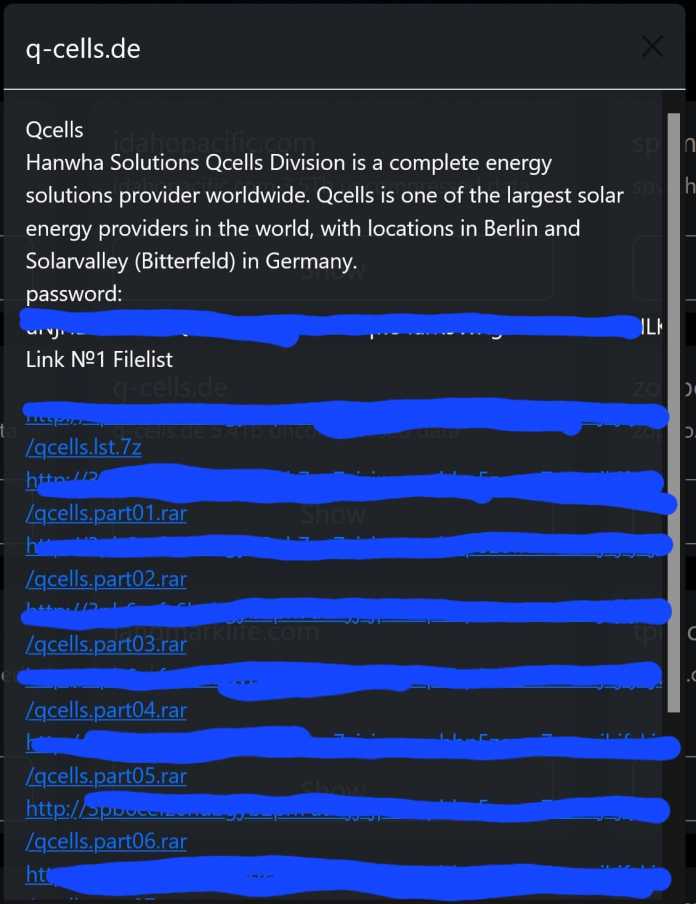 Stolen files with links to download
