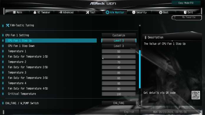 Die angepasste Lüfterkurve für den günstigen Office-PC.