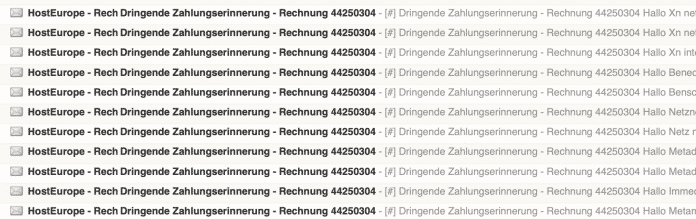 Zahlreiche Host-Europe-Domains erhalten die Phishing-Mails