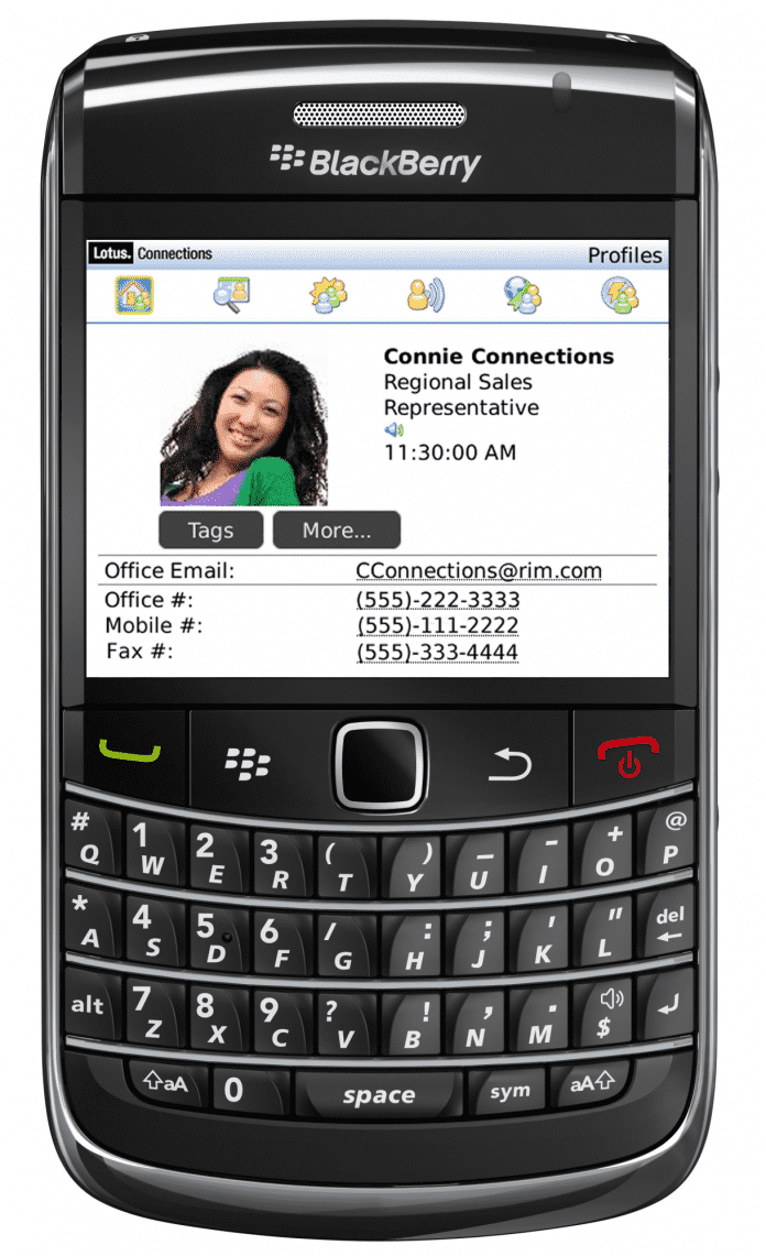 Der Lotus-Connections-Client auf einem BlackBerry Bold 9700