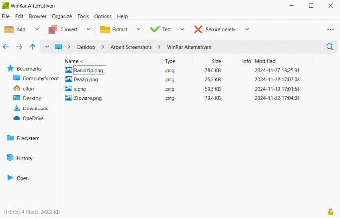 Wenn Sie Ihre Dateien kompromieren wollen, unterstützt PeaZip über 180 Dateiformate.