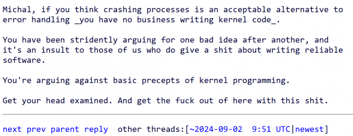 Insult in Mail towards other developers by Overstreet