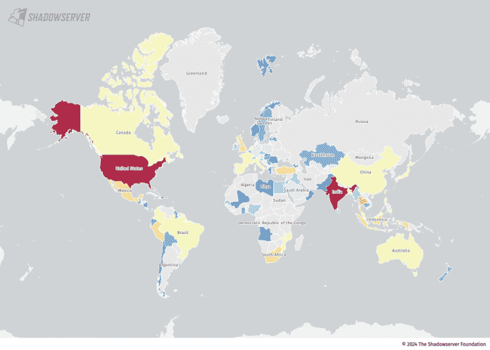 Weltkarte der von PANOS betroffenen Firewalls