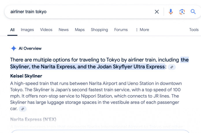 Fehlerhafte KI-Übersicht bei Google