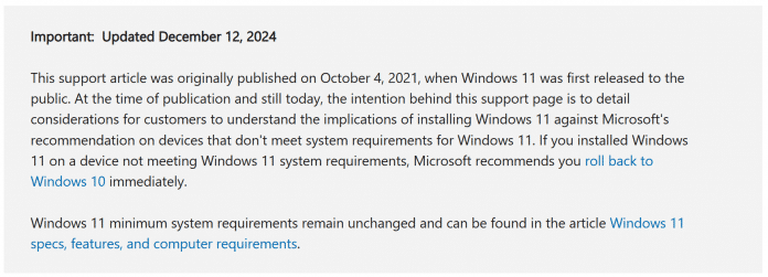 Update-Kasten auf der Webseite