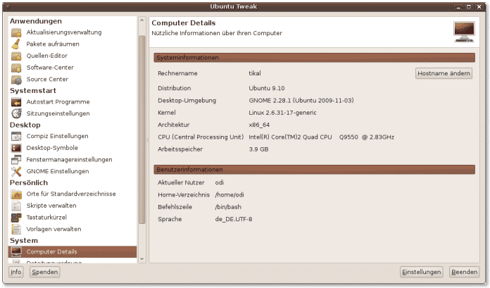 Ubuntu Tweak Screenshot