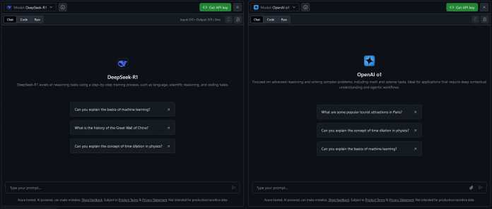 How does DeepSeek-R1 compare to other voice models? Users can find out in the side-by-side comparison. 