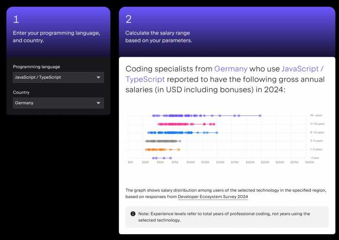 JavaScript/TypeScript-Developer verdienen in Deutschland laut JetBrains-Daten bis zu 223.000 US-Dollar pro Jahr. 