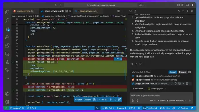 Screenshot von der GitHub Copilot-Erweiterung Edit