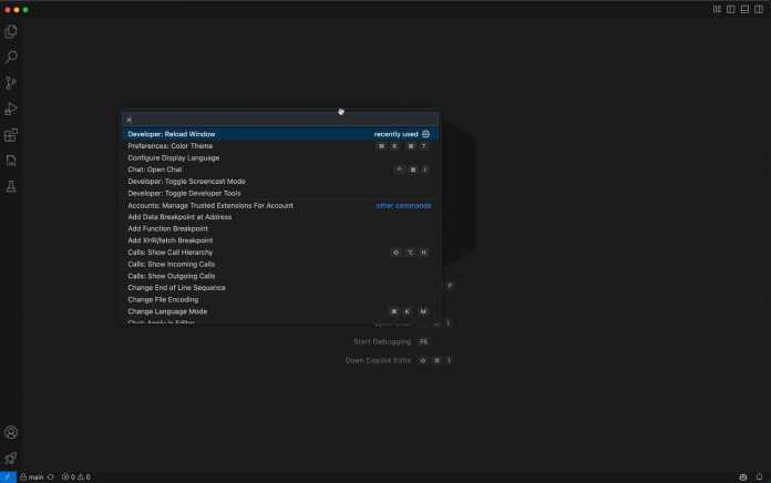 VS Code 1.97: The command palette can now be moved to a position of your choice.