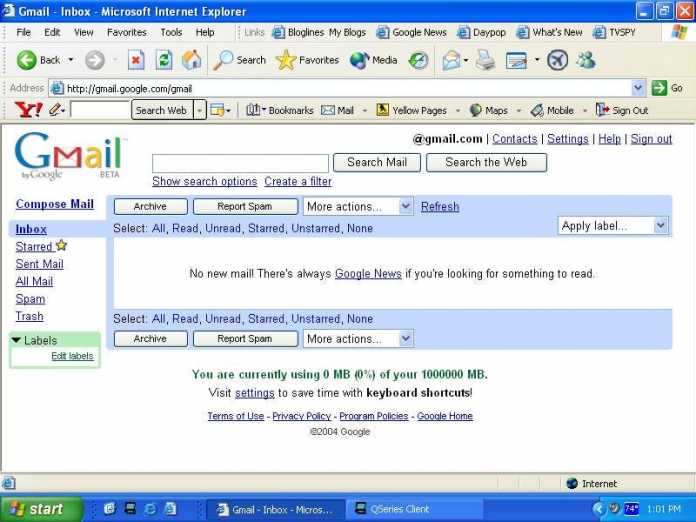 Googles 2004 gestarteter E-Mail-Dienst Gmail bot damals unvorstellbare 1 GByte Speicher und setzte umfassend auf Webtechnologien, die Jesse James Garrett unter dem Namen AJAX zusammenfasste.