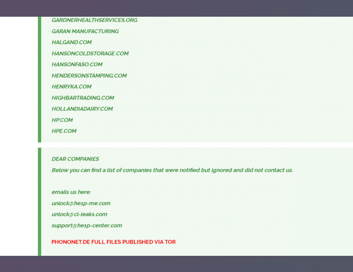 SCreenshot aus dem Darknet-Auftritt von Cl0p
