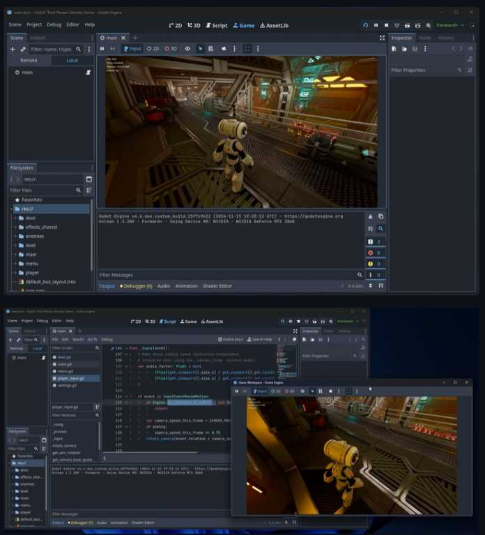 The game window can now be embedded under Linux, Windows and Android.