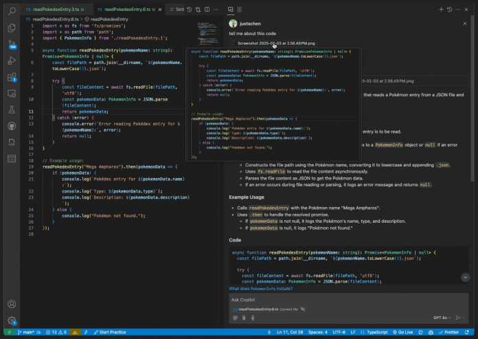 GitHub Copilot can now answer requests for attached graphics.
