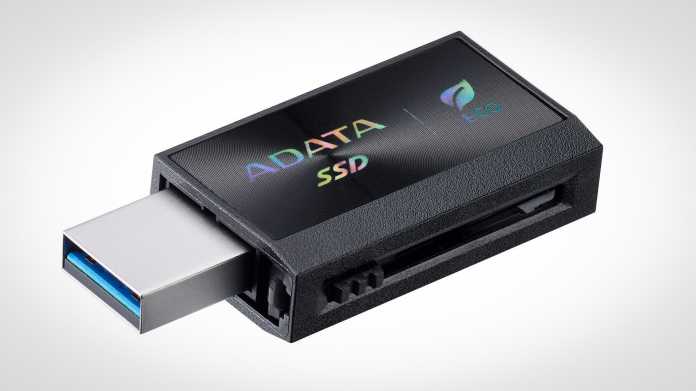 Adata USB SSD on white background
