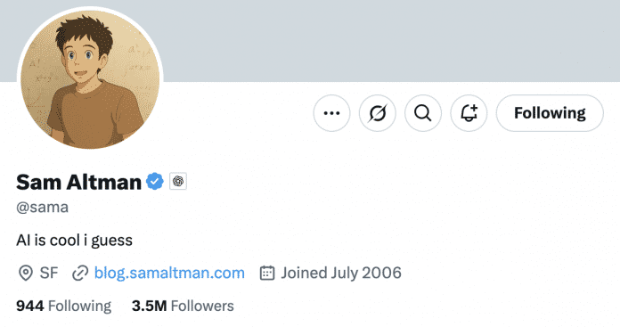 Sam Altmans X-Profil.