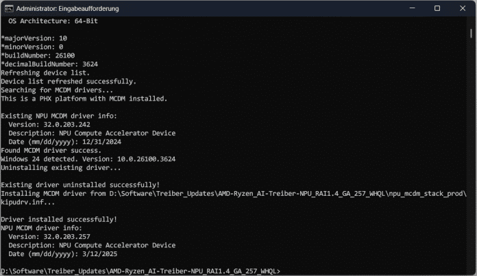 Update installation at the command prompt