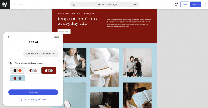 Color scheme of the blog in blue-red. 