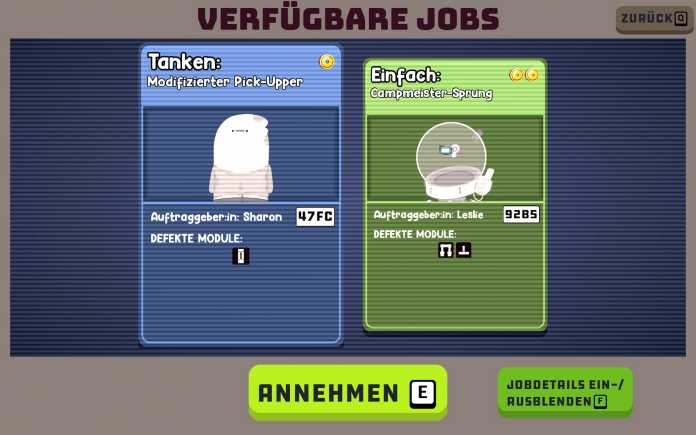 Zwei Aufträge zur Wahl in Uncle Chop's Rocket Shop