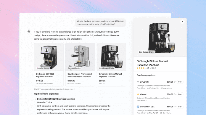 SerchGPT is looking for an espresso machine. 