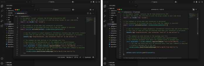 Click on the icon at the top right to switch the detached window to the compact view (right).