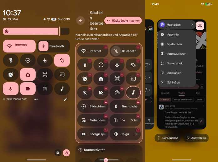 Android 16 QPR 1 – Quick settings and new task switcher view