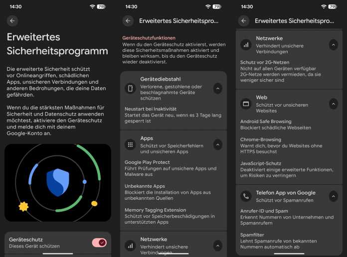 Android 16 – Funktionen des Erweitertes Sicherheitsprogramms