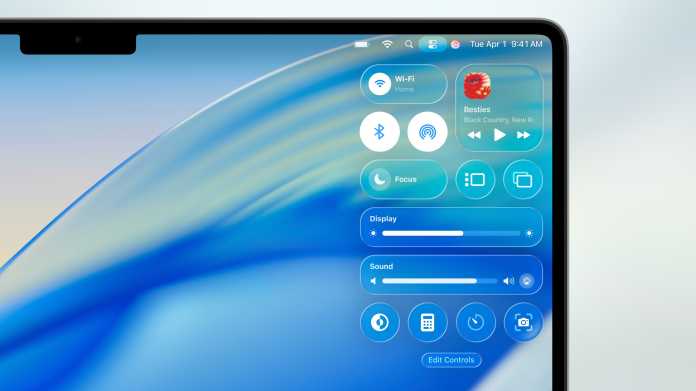 The control center of macOS 26