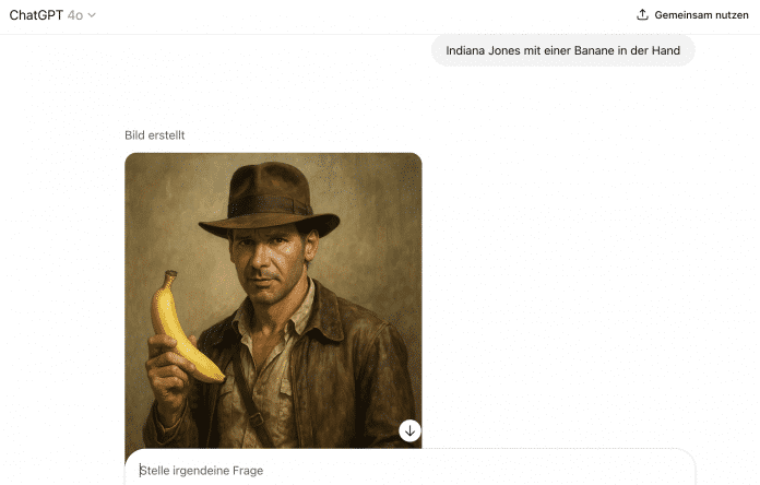 Indiana Jones mit einer Banane. 