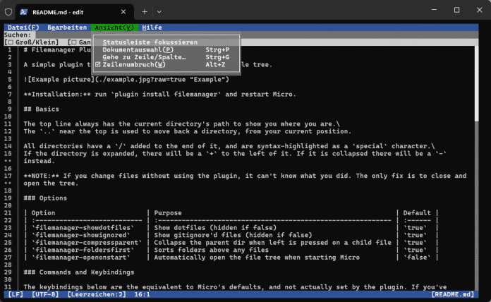 Konsoleneditor für Windows Edit