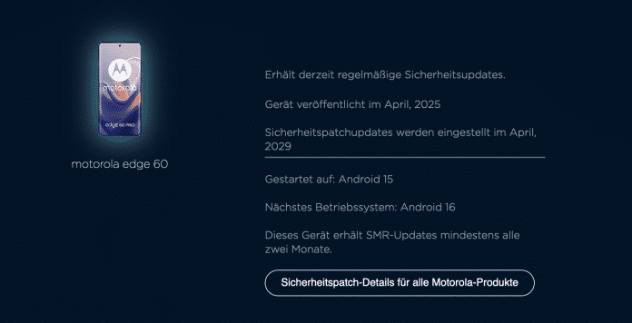 Motorola Datenbank – Edge 60 Android 16