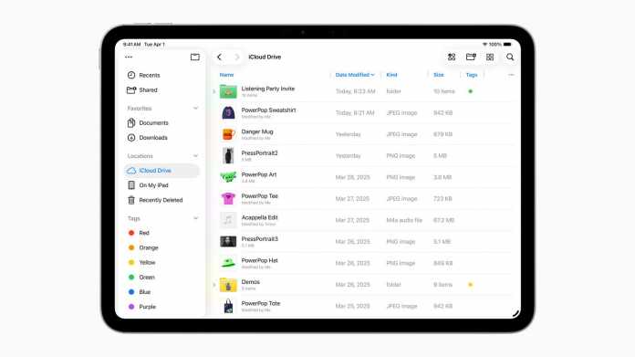 Files app on the iPad