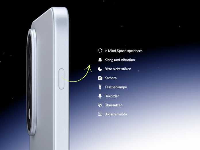 OnePlus Nord 5 von der Seite mit Plus-Knopf